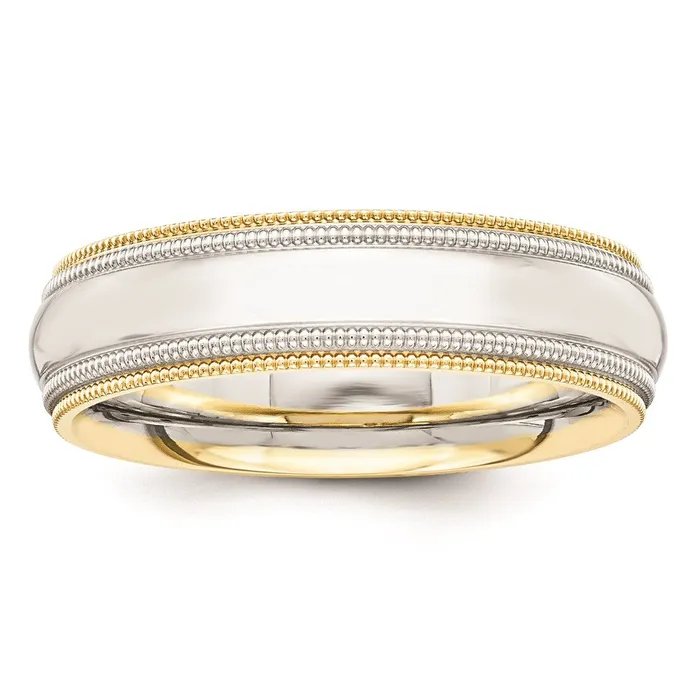 Solid 14K Yellow Gold TwoTone 55mm MilgrainedEdged Size 5 Wedding MensWomens Wedding Band Ring Goldia Rings Solid 14K Yellow Gold TwoTone 55mm MilgrainedEdged Size 5 Wedding MensWomens Wedding Band Ring Goldia Rings