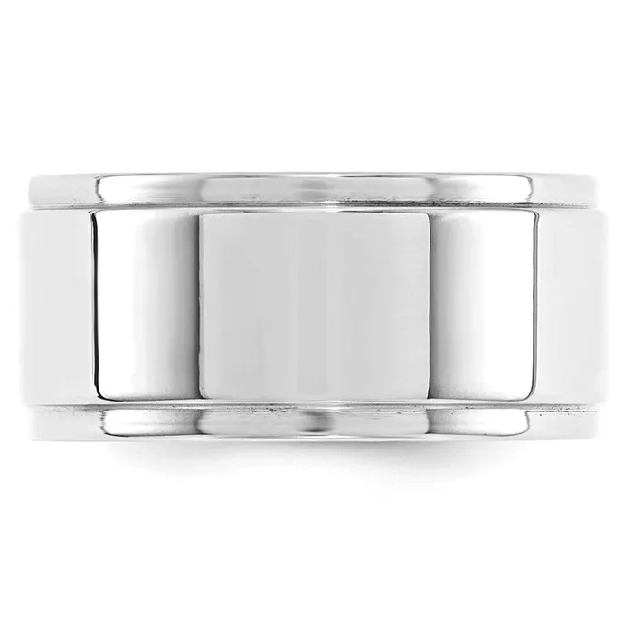 Solid 18K White Gold 10mm Flat with Step Edge MensWomens Wedding Band Ring Size 8 Goldia Rings Solid 18K White Gold 10mm Flat with Step Edge MensWomens Wedding Band Ring Size 8 Goldia Rings