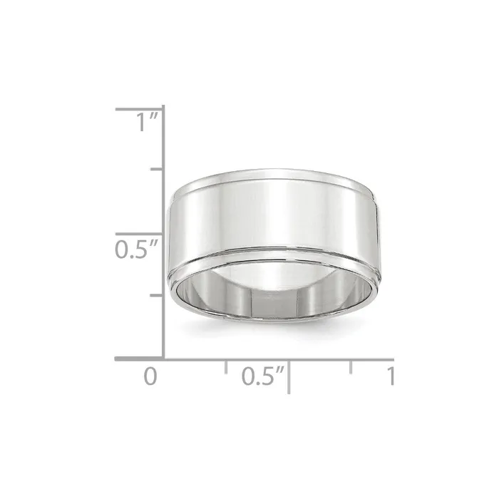 Solid 18K White Gold 10mm Flat with Step Edge MensWomens Wedding Band Ring Size 8 Goldia Rings Solid 18K White Gold 10mm Flat with Step Edge MensWomens Wedding Band Ring Size 8 Goldia Rings