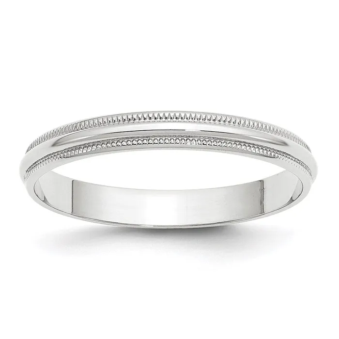 Solid 18K White Gold 3mm Light Weight Milgrain Half Round MensWomens Wedding Band Ring Size 4 Goldia Rings Solid 18K White Gold 3mm Light Weight Milgrain Half Round MensWomens Wedding Band Ring Size 4 Goldia Rings