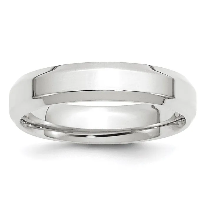 Solid 18K White Gold 5mm Bevel Edge Comfort Fit MensWomens Wedding Band Ring Size 115 Goldia Rings Solid 18K White Gold 5mm Bevel Edge Comfort Fit MensWomens Wedding Band Ring Size 115 Goldia Rings
