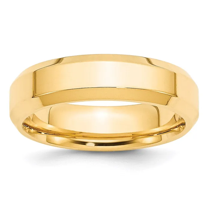 Solid 18K Yellow Gold 6mm Bevel Edge Comfort Fit MensWomens Wedding Band Ring Size 85 Goldia Rings Solid 18K Yellow Gold 6mm Bevel Edge Comfort Fit MensWomens Wedding Band Ring Size 85 Goldia Rings