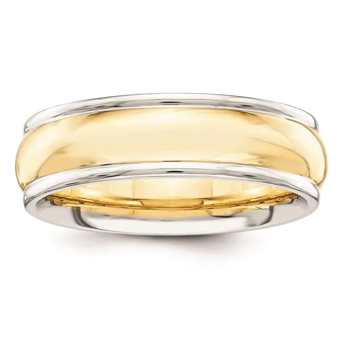 Solid 18K Yellow Gold TwoTone 6mm Domed Size 10 Wedding MensWomens Wedding Band Ring Goldia Rings Solid 18K Yellow Gold TwoTone 6mm Domed Size 10 Wedding MensWomens Wedding Band Ring Goldia Rings