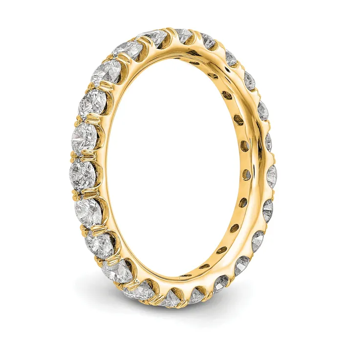 Solid Real 14k Polished U Shared Prong 2ct CZ Eternity Wedding Band Ring Goldia Rings