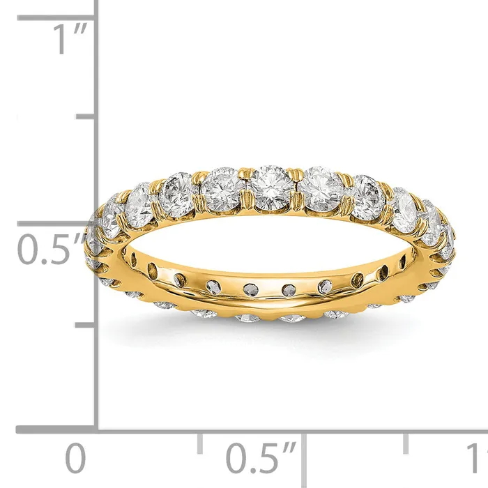 Solid Real 14k Polished U Shared Prong 2ct CZ Eternity Wedding Band Ring Goldia Rings