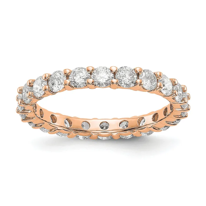 Solid Real 14k Rose Gold Polished Shared Prong 2ct CZ Eternity Wedding Band Ring Goldia Rings Solid Real 14k Rose Gold Polished Shared Prong 2ct CZ Eternity Wedding Band Ring Goldia Rings