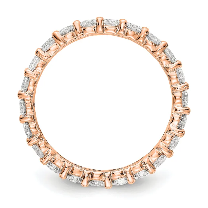 Solid Real 14k Rose Gold Polished Shared Prong 2ct CZ Eternity Wedding Band Ring Goldia Rings