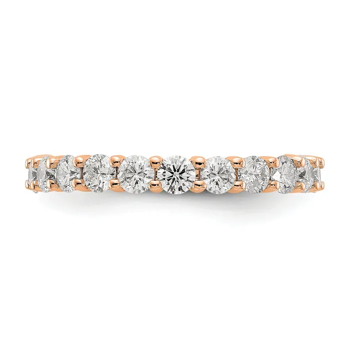 Solid Real 14k Rose Gold Polished Shared Prong 2ct CZ Eternity Wedding Band Ring Goldia Rings