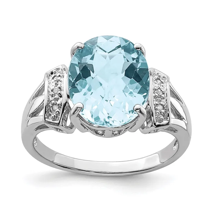 Sterling Silver Rhodium CheckerCut Sky Blue Topaz u0026 Natural Diamond Gemstone Birthstone Ring Fine Jewelry Gift for Her Goldia Rings Sterling Silver Rhodium CheckerCut Sky Blue Topaz u0026 Natural Diamond Gemstone Birthstone Ring Fine Jewelry Gift for Her Goldia Rings