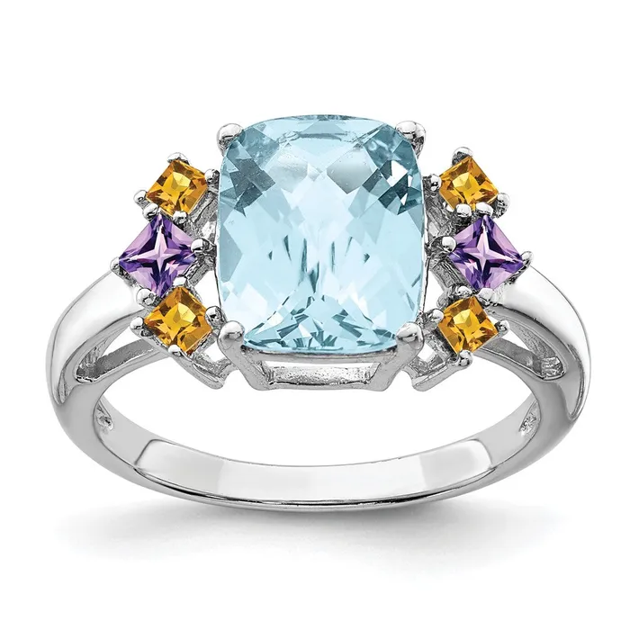 Sterling Silver Rhodium Light Swiss Blue Amethyst u0026 Citrine Ring Goldia Rings Sterling Silver Rhodium Light Swiss Blue Amethyst u0026 Citrine Ring Goldia Rings