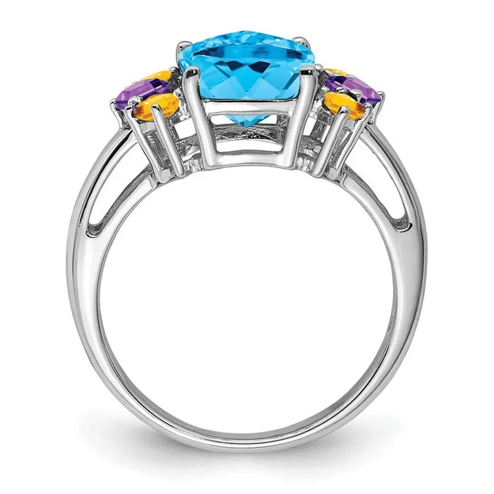 Sterling Silver Rhodium Light Swiss Blue Amethyst u0026 Citrine Ring Goldia Rings