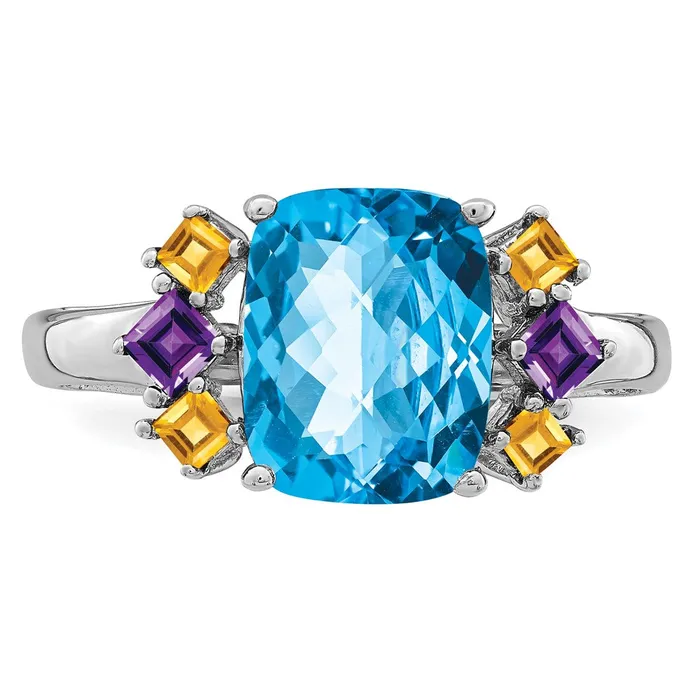 Sterling Silver Rhodium Light Swiss Blue Amethyst u0026 Citrine Ring Goldia Rings