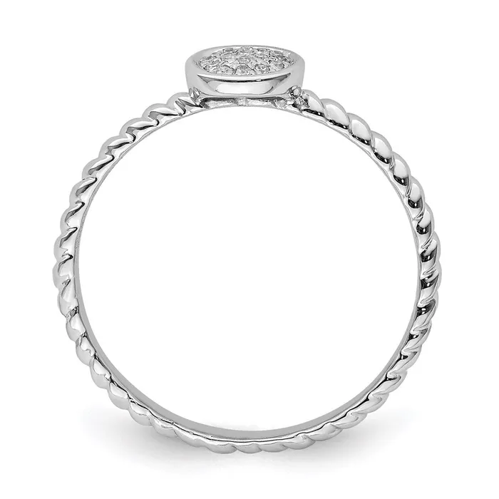 Sterling Silver Rhodium Plated White Diamond Stackable Ring Goldia Rings