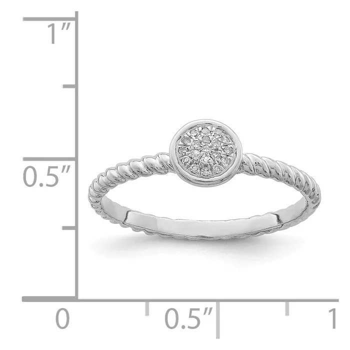 Sterling Silver Rhodium Plated White Diamond Stackable Ring Goldia Rings