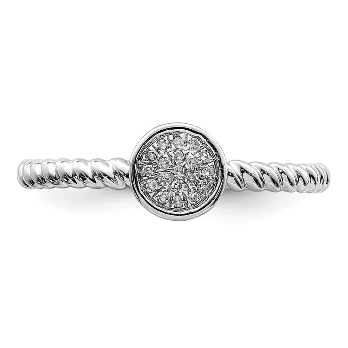 Sterling Silver Rhodium Plated White Diamond Stackable Ring Goldia Rings