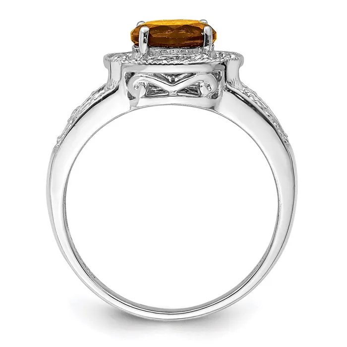 Sterling Silver Rhodium Whiskey Quartz u0026 Diamond Ring Goldia Rings