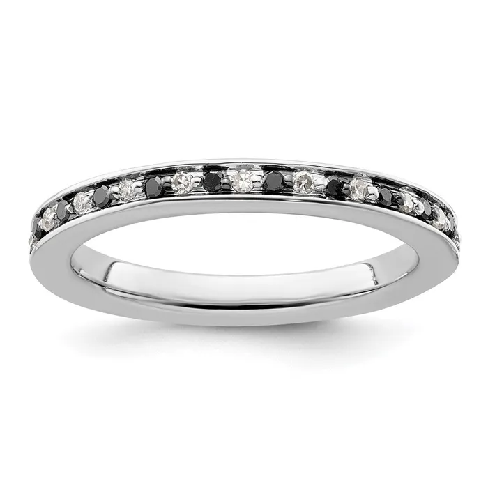 Sterling Silver Stackable Expressions Black u0026 White Diamond Ring Goldia Rings Sterling Silver Stackable Expressions Black u0026 White Diamond Ring Goldia Rings