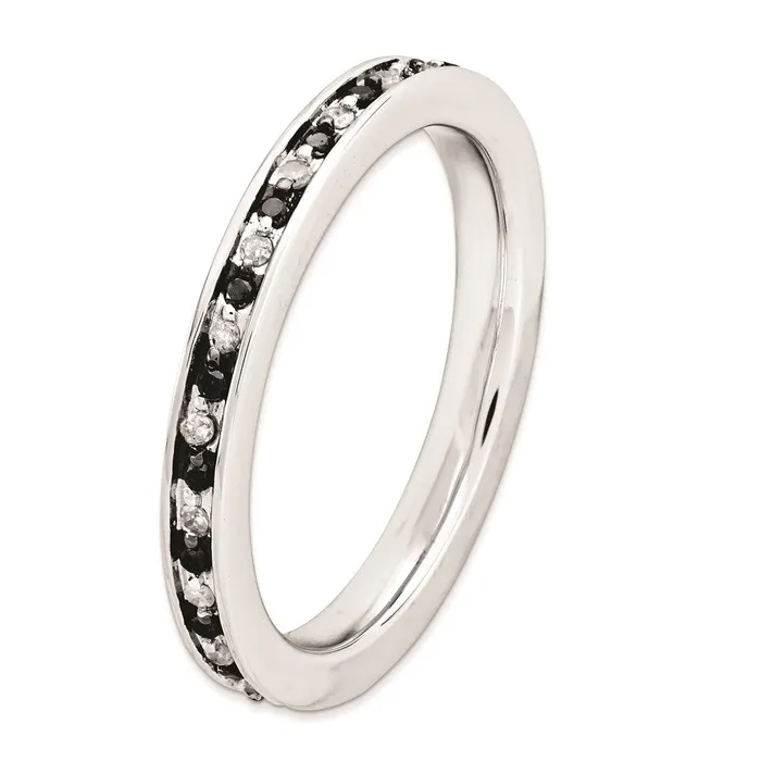 Sterling Silver Stackable Expressions Black u0026 White Diamond Ring Goldia Rings