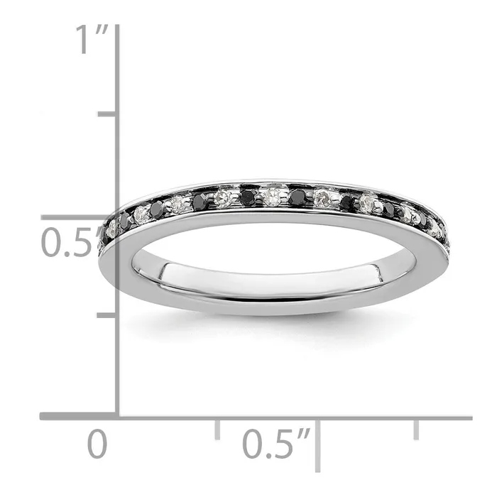 Sterling Silver Stackable Expressions Black u0026 White Diamond Ring Goldia Rings