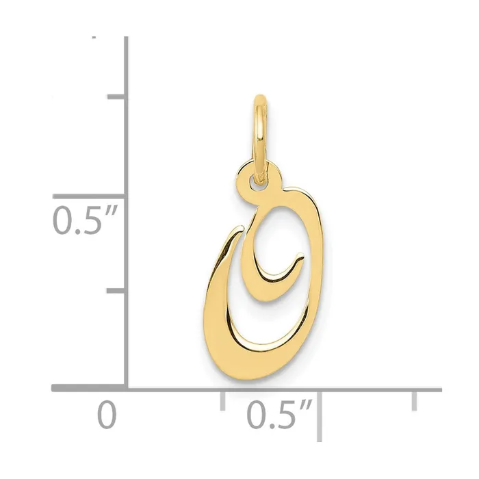 10k Yellow Gold Small Fancy Script Initial O Charm TreasureFineJewelers Charm Necklaces