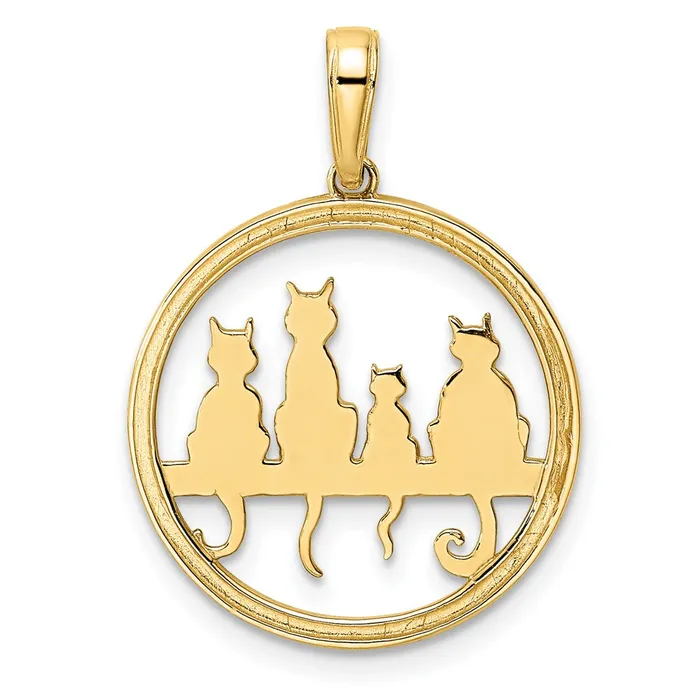 14k and White Rhodium Diamondcut Cats Sitting on Bench Pendant TreasureFineJewelers Necklaces