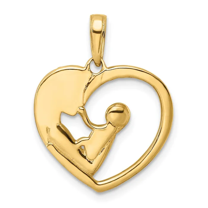 14k and White Rhodium Diamondcut Mother and Baby Heart Pendant TreasureFineJewelers Necklaces