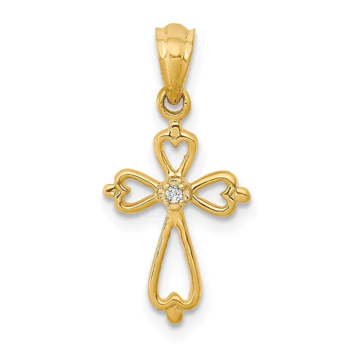 14k Diamond Accented Cross Pendant TreasureFineJewelers Necklaces