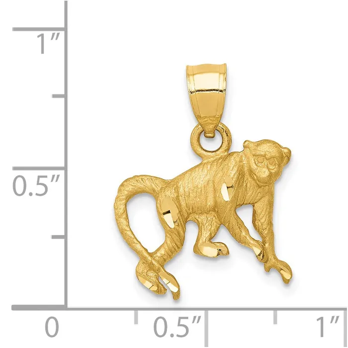 14K Diamondcut Monkey Pendant TreasureFineJewelers Necklaces