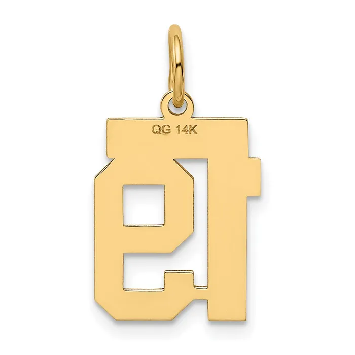 14k Small Polished Number 19 Charm TreasureFineJewelers Charm Necklaces