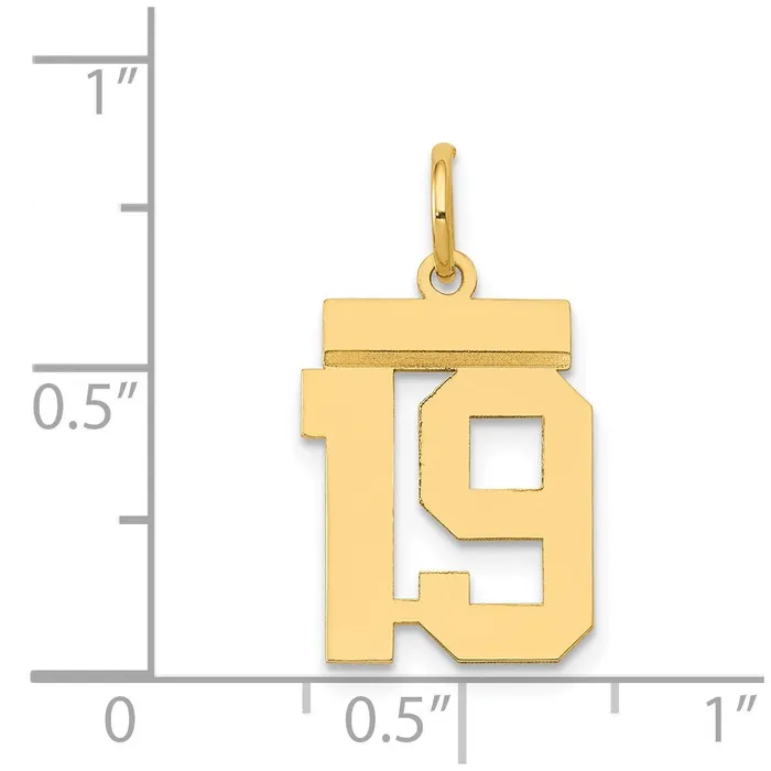 14k Small Polished Number 19 Charm TreasureFineJewelers Charm Necklaces
