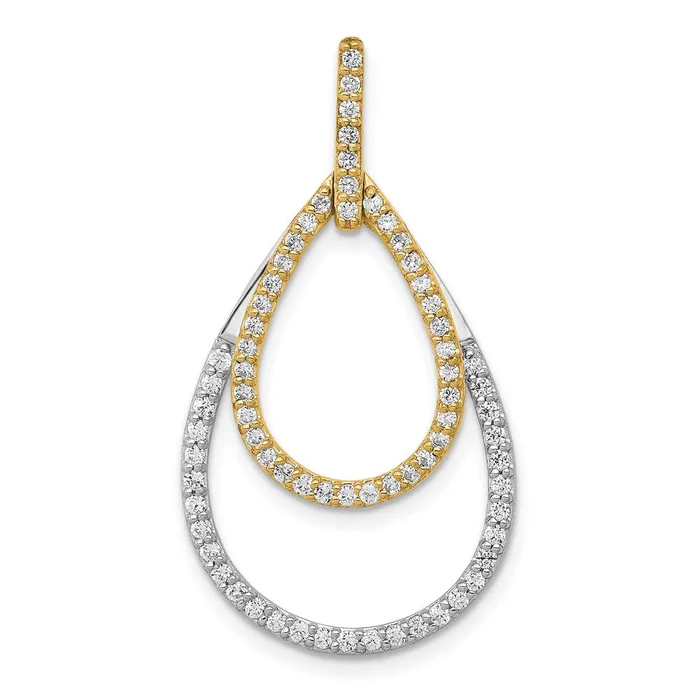 14k Twotone 12ct Diamond Double Teardrop Pendant TreasureFineJewelers Rings 14k Twotone 12ct Diamond Double Teardrop Pendant TreasureFineJewelers Rings