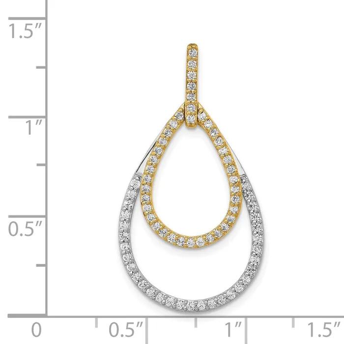 14k Twotone 12ct Diamond Double Teardrop Pendant TreasureFineJewelers Rings