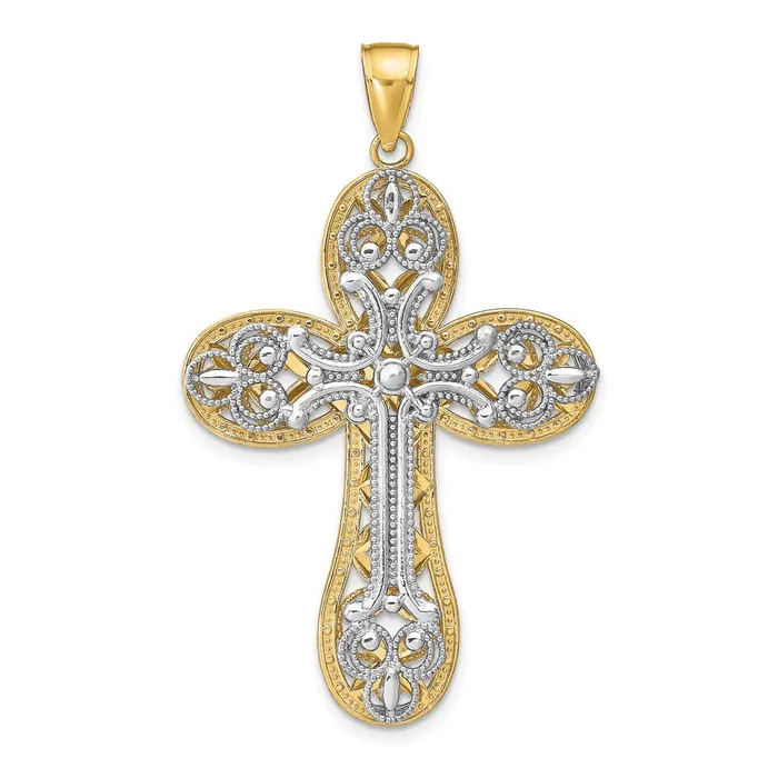 14K Twotone Diamondcut Layered Cross Pendant TreasureFineJewelers Rings
