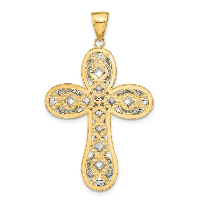 14K Twotone Diamondcut Layered Cross Pendant TreasureFineJewelers Rings