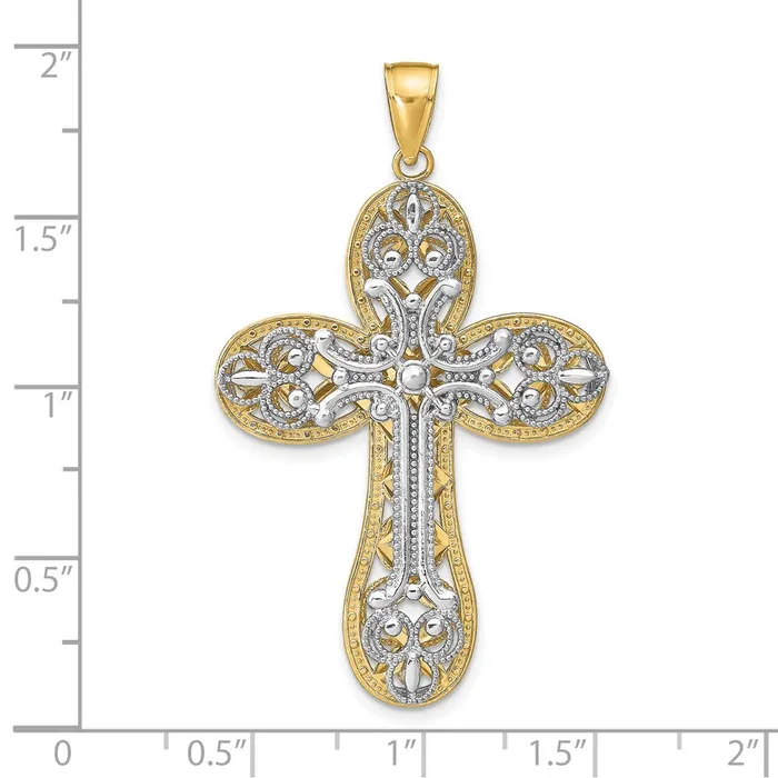 14K Twotone Diamondcut Layered Cross Pendant TreasureFineJewelers Rings