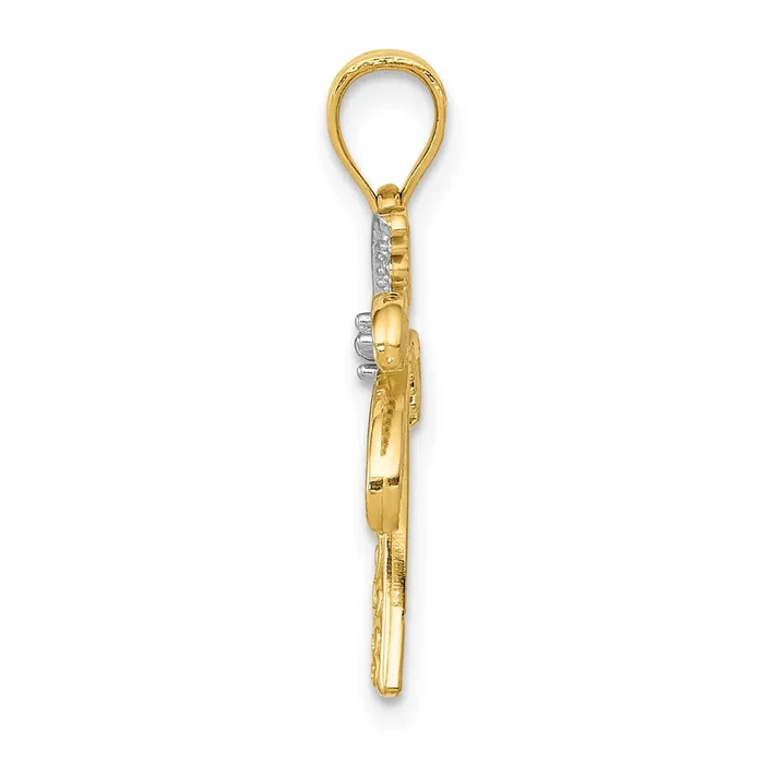 14K wRhodium Palm Tree Pendant TreasureFineJewelers Necklaces