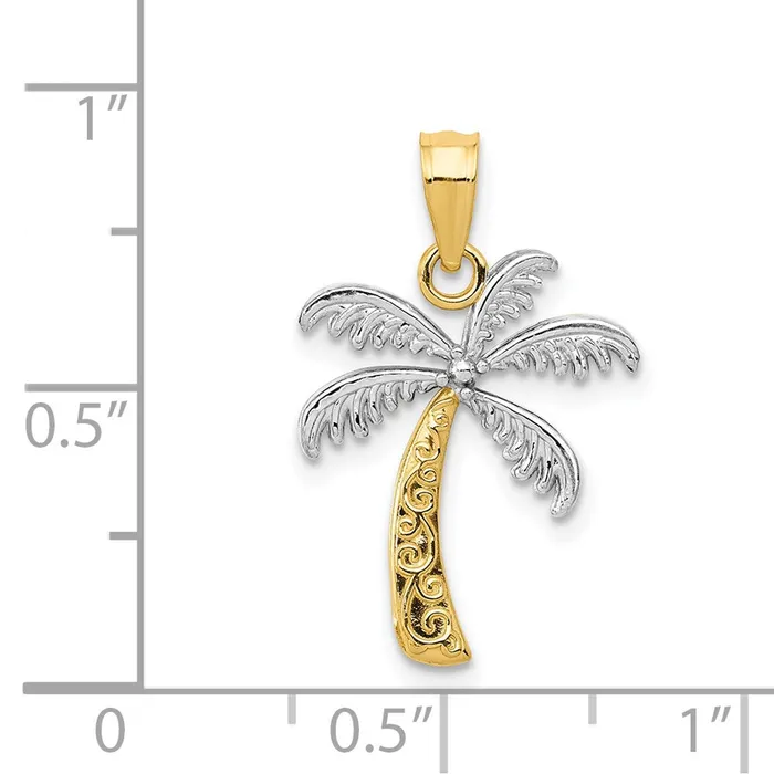 14K wRhodium Palm Tree Pendant TreasureFineJewelers Necklaces