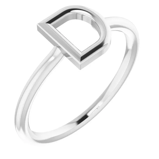 14K White Initial D Ring TreasureFineJewelers Rings
