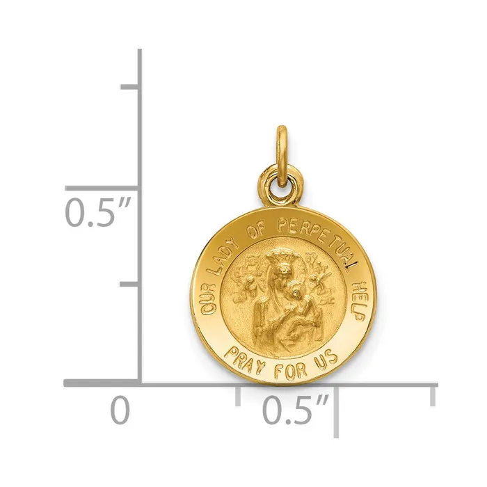 14k Yellow Gold Our Lady of Perpetual Help Medal Charm TreasureFineJewelers Charm Necklaces