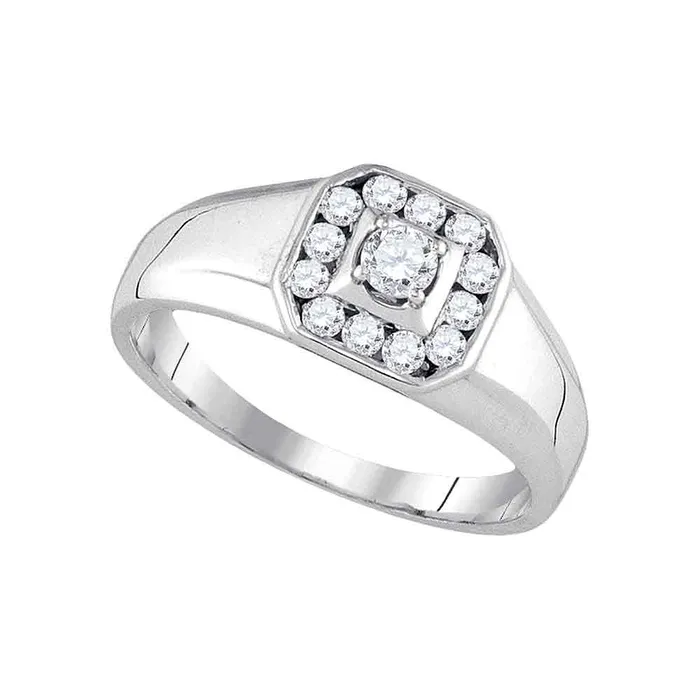 14kt white gold mens round diamond cluster ring 12 cttw92860 North Arrow Shop Rings 14kt white gold mens round diamond cluster ring 12 cttw92860 North Arrow Shop Rings