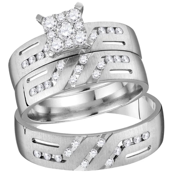 14kt yellow gold his hers round diamond cluster matching bridal wedding ring band set 34 cttw113876 North Arrow Shop Rings 14kt yellow gold his hers round diamond cluster matching bridal wedding ring band set 34 cttw113876 North Arrow Shop Rings