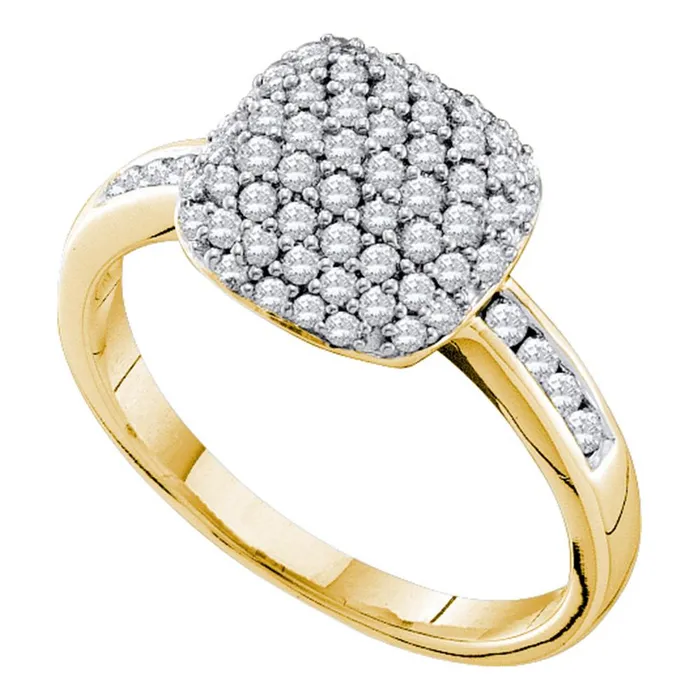 14kt yellow gold womens round pave set diamond square cluster ring 12 cttw30346 North Arrow Shop Rings 14kt yellow gold womens round pave set diamond square cluster ring 12 cttw30346 North Arrow Shop Rings