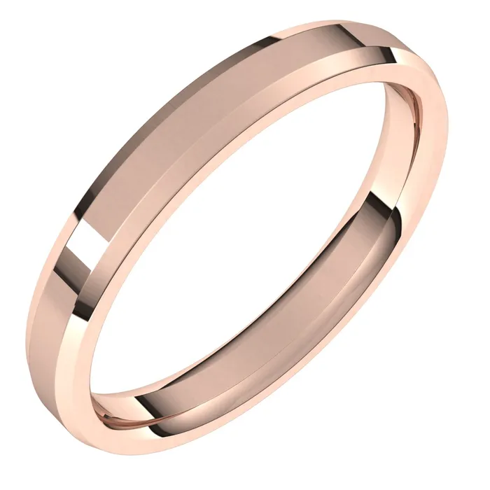 18K Rose 3 mm Beveled Edge Comfort Fit Light Band TreasureFineJewelers Rings 18K Rose 3 mm Beveled Edge Comfort Fit Light Band TreasureFineJewelers Rings