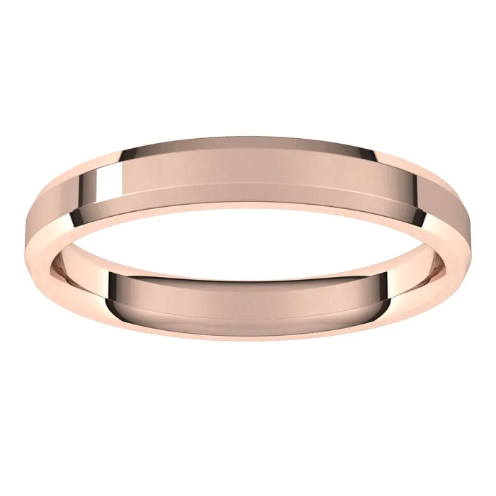 18K Rose 3 mm Beveled Edge Comfort Fit Light Band TreasureFineJewelers Rings
