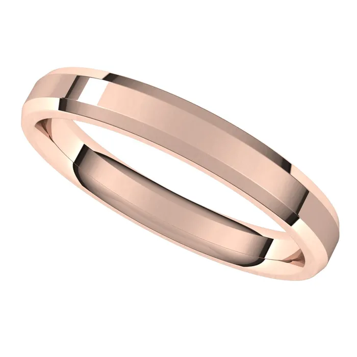 18K Rose 3 mm Beveled Edge Comfort Fit Light Band TreasureFineJewelers Rings