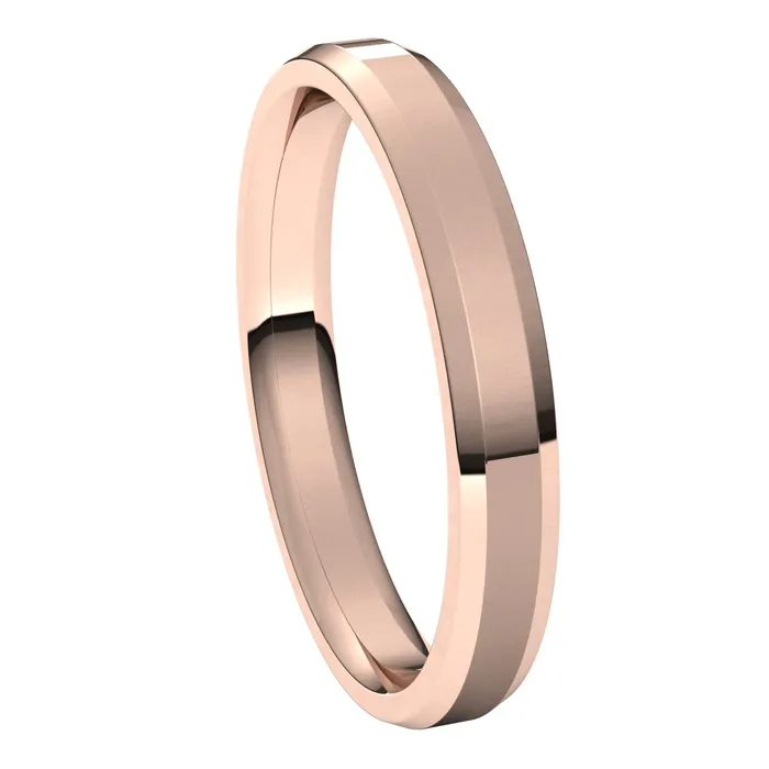 18K Rose 3 mm Beveled Edge Comfort Fit Light Band TreasureFineJewelers Rings