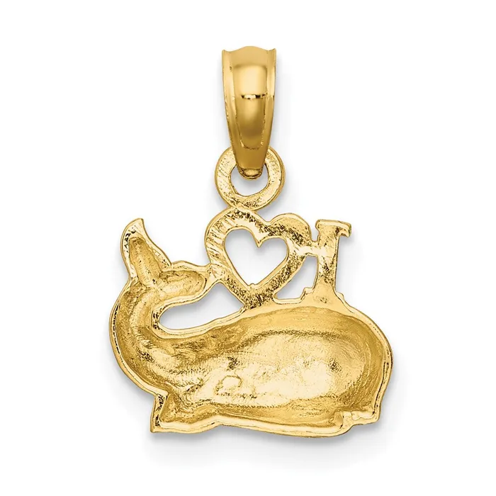 Charm Necklaces TreasureFineJewelers 14K 2D Polished I HEART Whale Charm