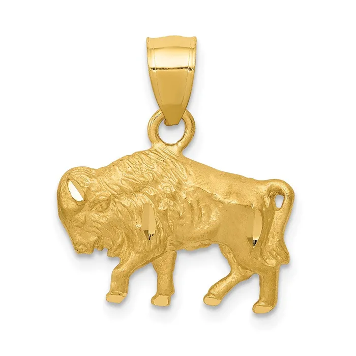 Necklaces 14K Diamondcut Buffalo Pendant TreasureFineJewelers