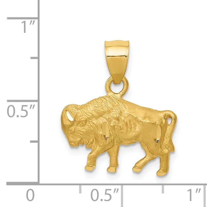Necklaces 14K Diamondcut Buffalo Pendant TreasureFineJewelers