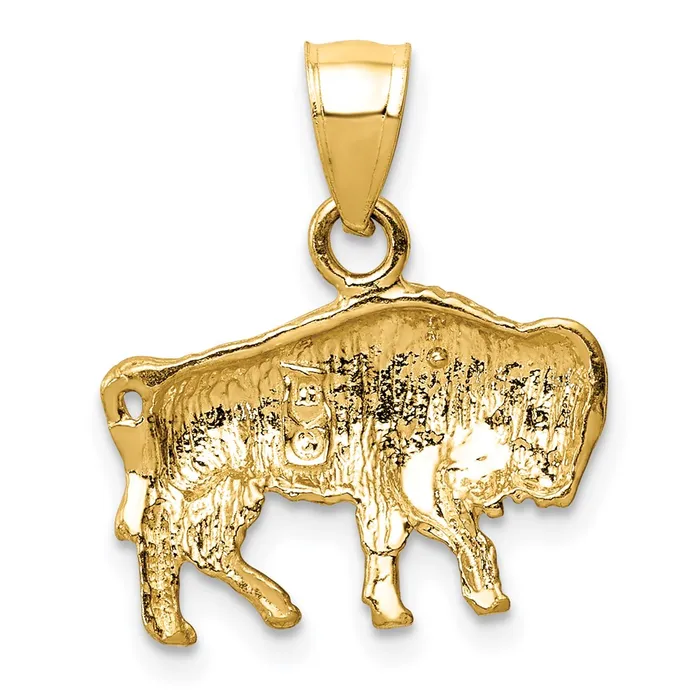 Necklaces 14K Diamondcut Buffalo Pendant TreasureFineJewelers